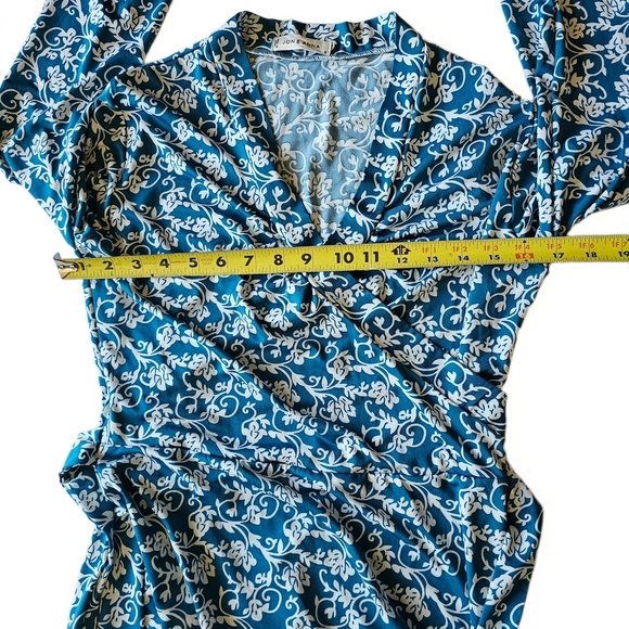 Jon & Anna Tie Back Blue Floral Stretch 3/4 Sleeve Dress - Picture 9 of 12